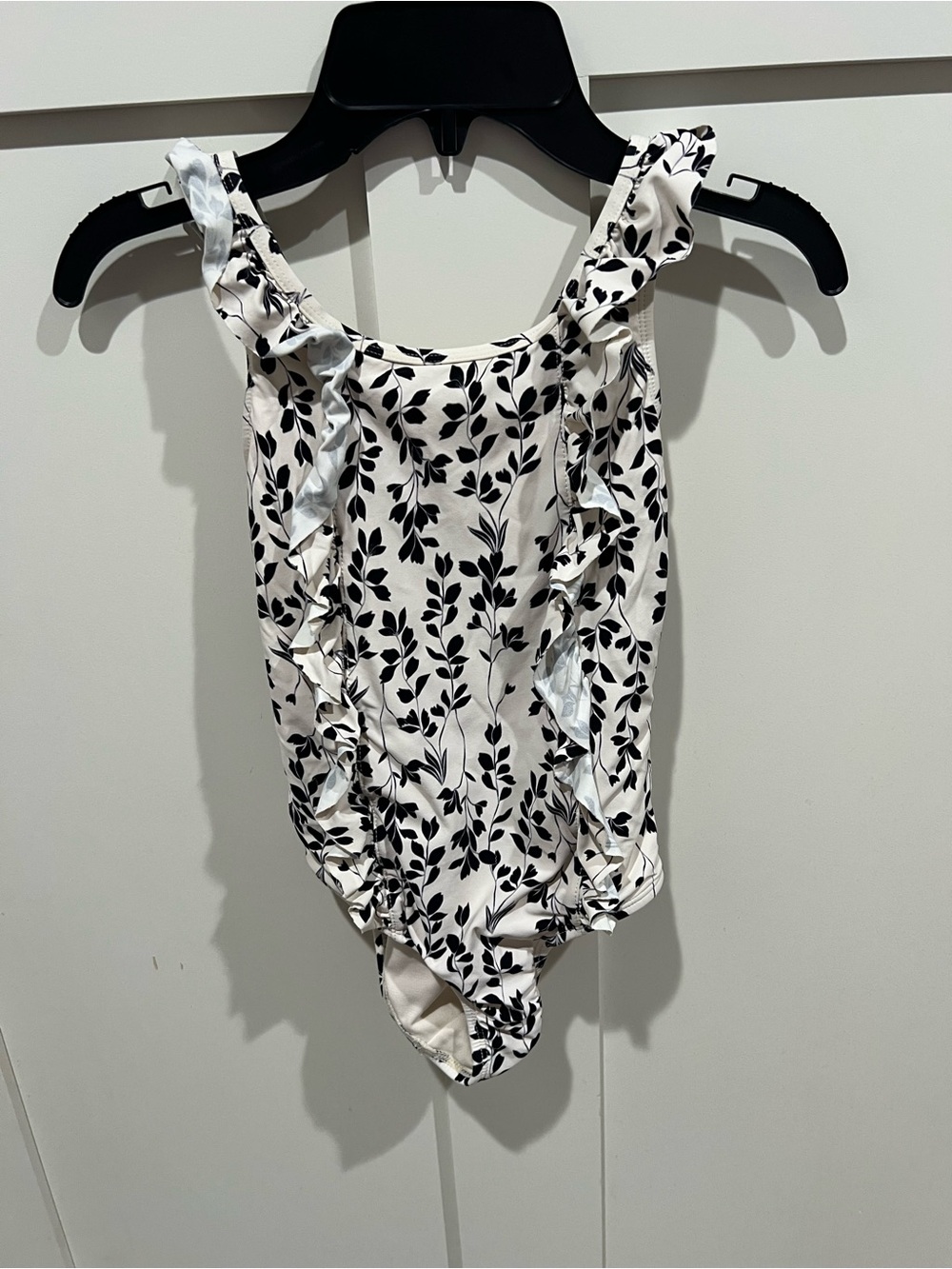 GB girls Black & White Ruffle One-Piece Bodysuit